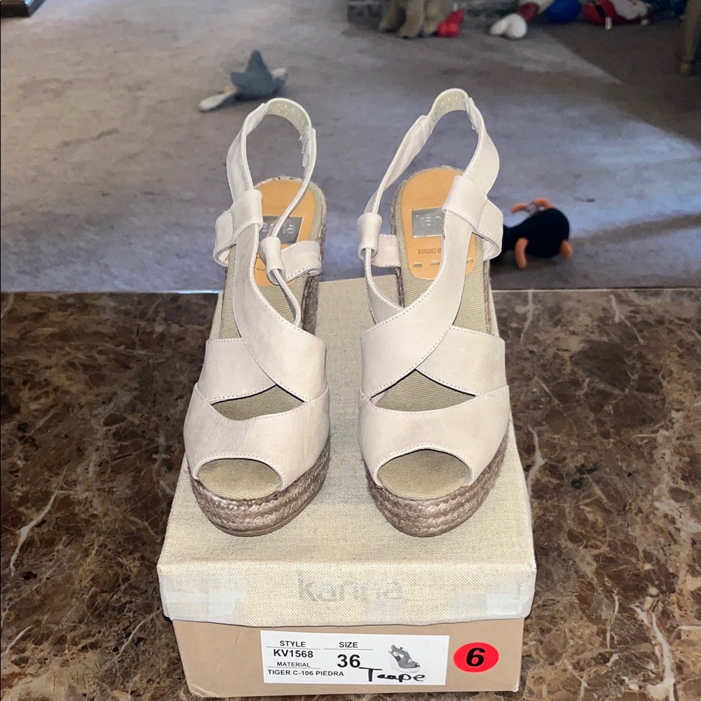 Beige Wedge Sandals